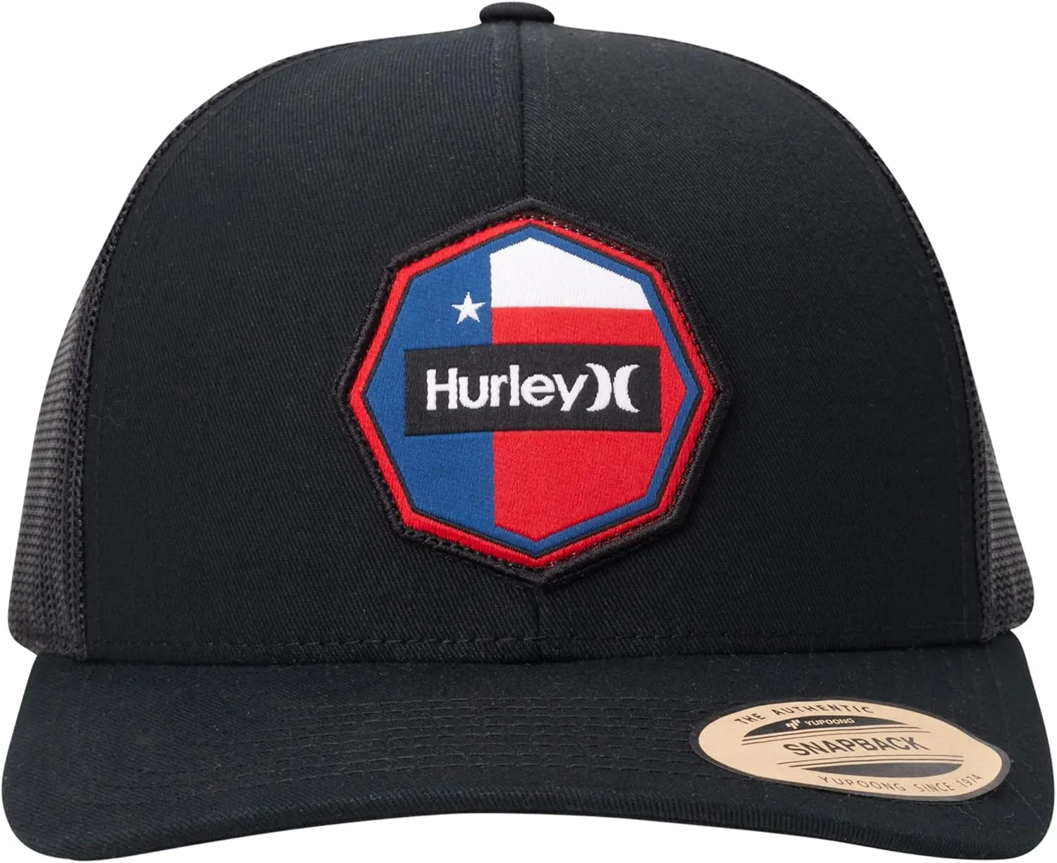 Hurley Men’s Trucker Hat - Flat Brim Mesh Baseball Cap and Hats for Men with Adjustable Snapback Closure
