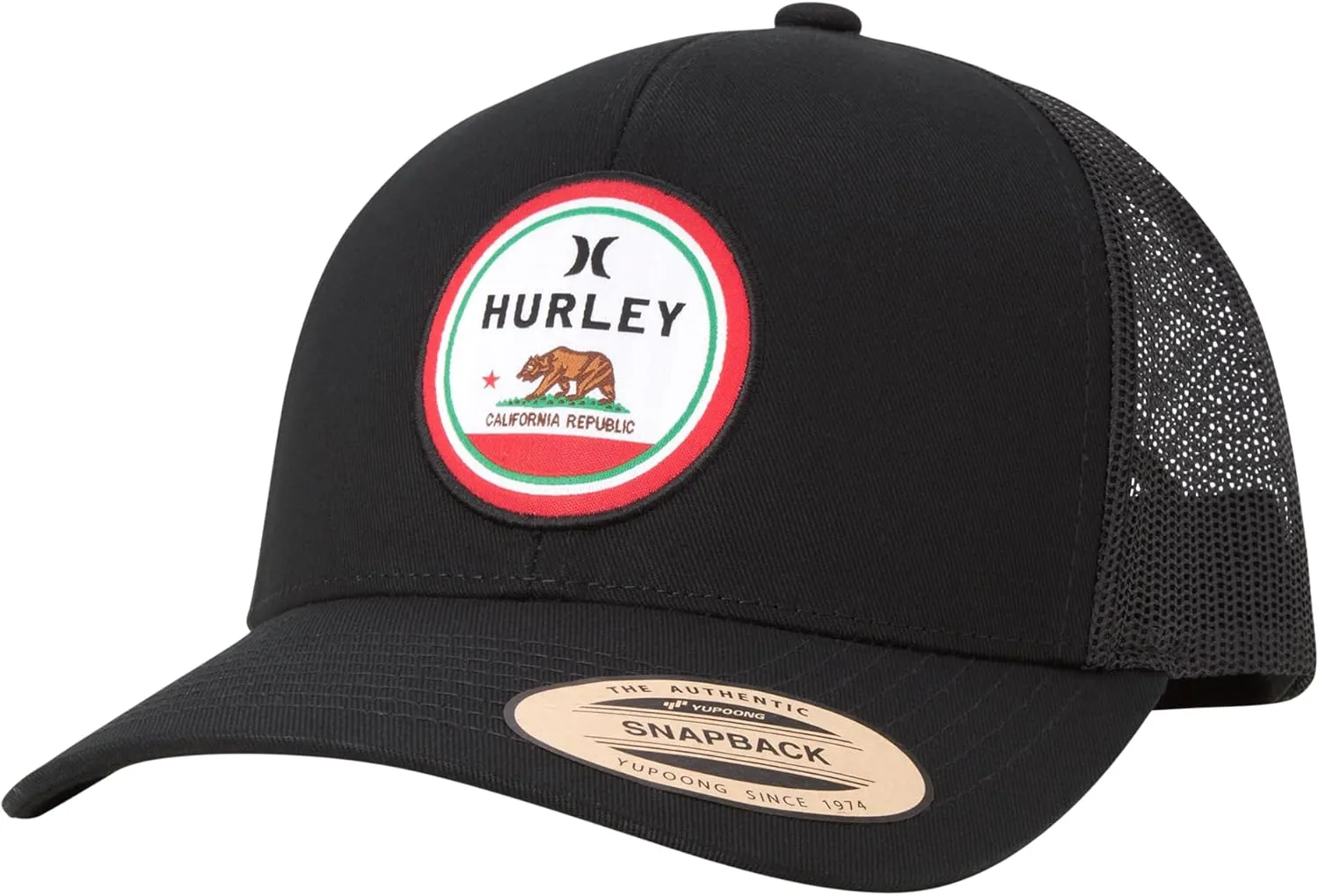 Hurley Men’s Trucker Hat - Flat Brim Mesh Baseball Cap and Hats for Men with Adjustable Snapback Closure