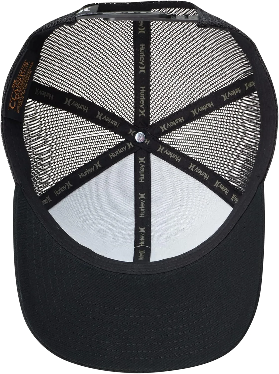 Hurley Men’s Trucker Hat - Flat Brim Mesh Baseball Cap and Hats for Men with Adjustable Snapback Closure