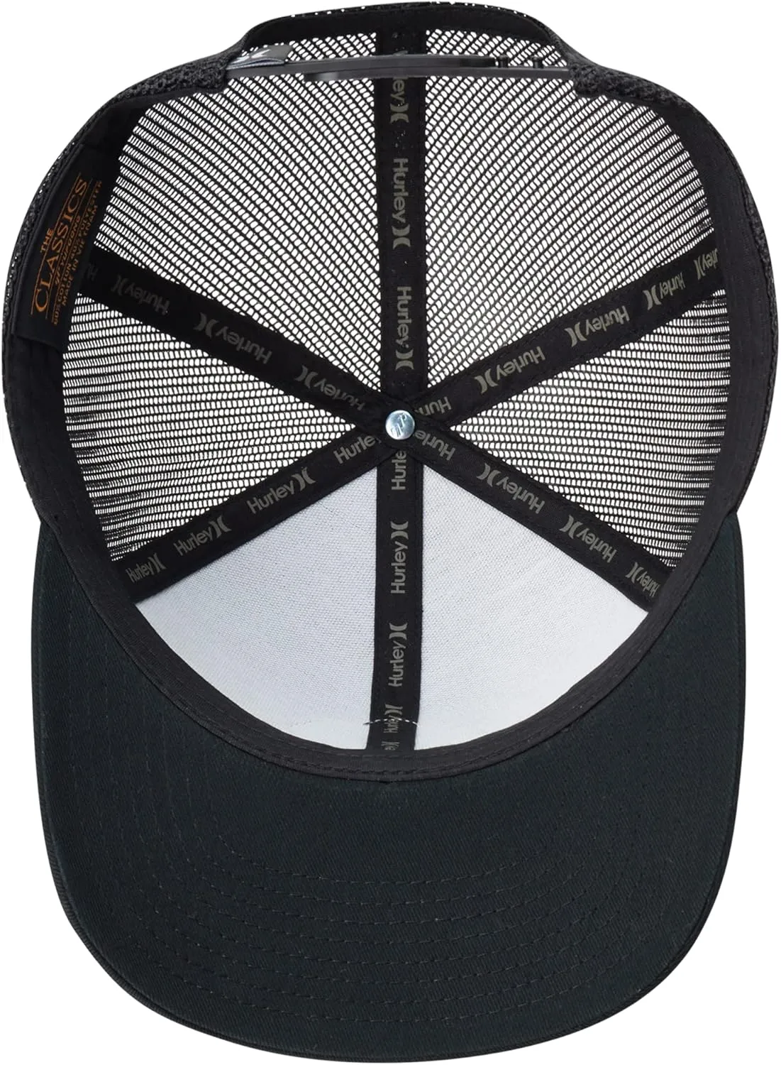 Hurley Men’s Trucker Hat - Flat Brim Mesh Baseball Cap and Hats for Men with Adjustable Snapback Closure