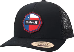 Hurley Men’s Trucker Hat - Flat Brim Mesh Baseball Cap and Hats for Men with Adjustable Snapback Closure