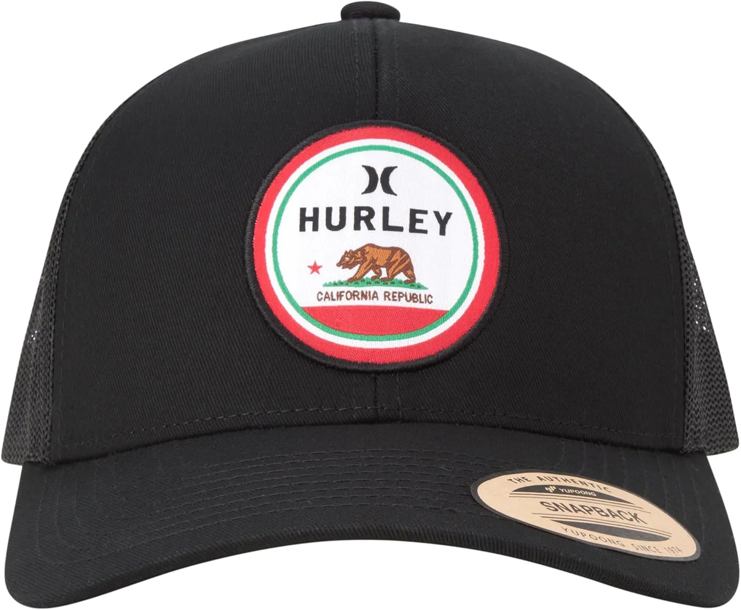 Hurley Men’s Trucker Hat - Flat Brim Mesh Baseball Cap and Hats for Men with Adjustable Snapback Closure