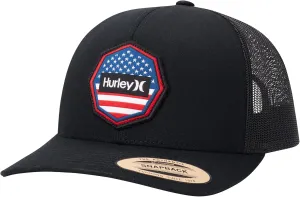 Hurley Men’s Trucker Hat - Flat Brim Mesh Baseball Cap and Hats for Men with Adjustable Snapback Closure