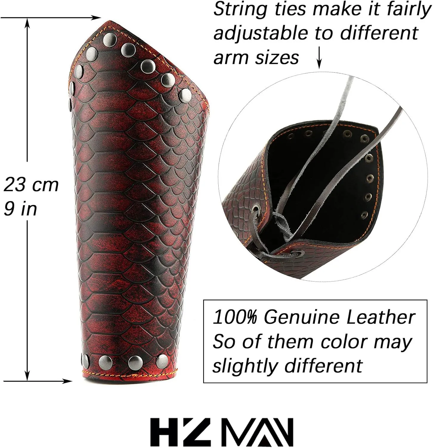 HZMAN Halloween Cosplay Costume Medieval Gauntlet Wristband Renaissance Faux Leather Bracer Archery Arm Guard