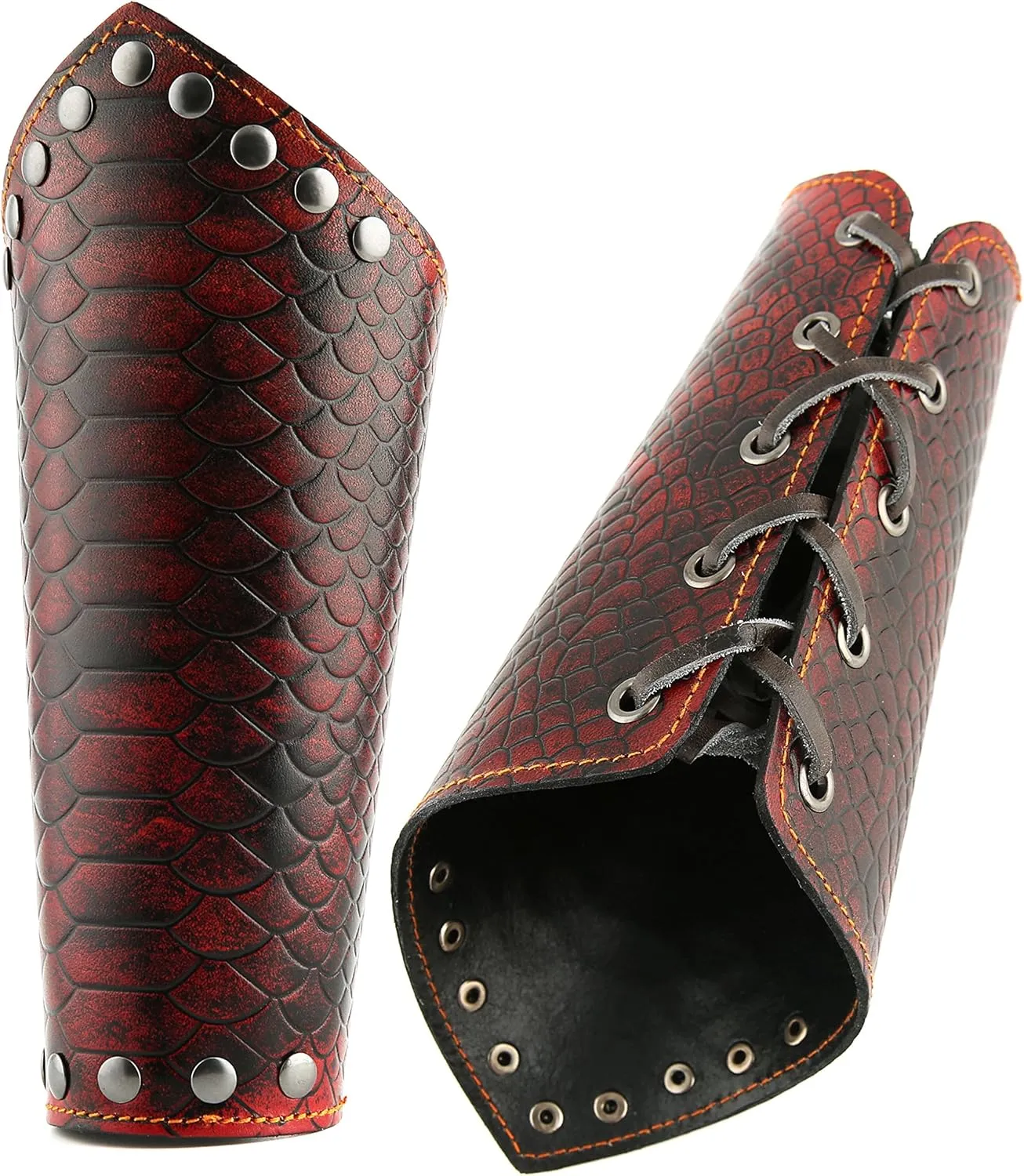 HZMAN Halloween Cosplay Costume Medieval Gauntlet Wristband Renaissance Faux Leather Bracer Archery Arm Guard