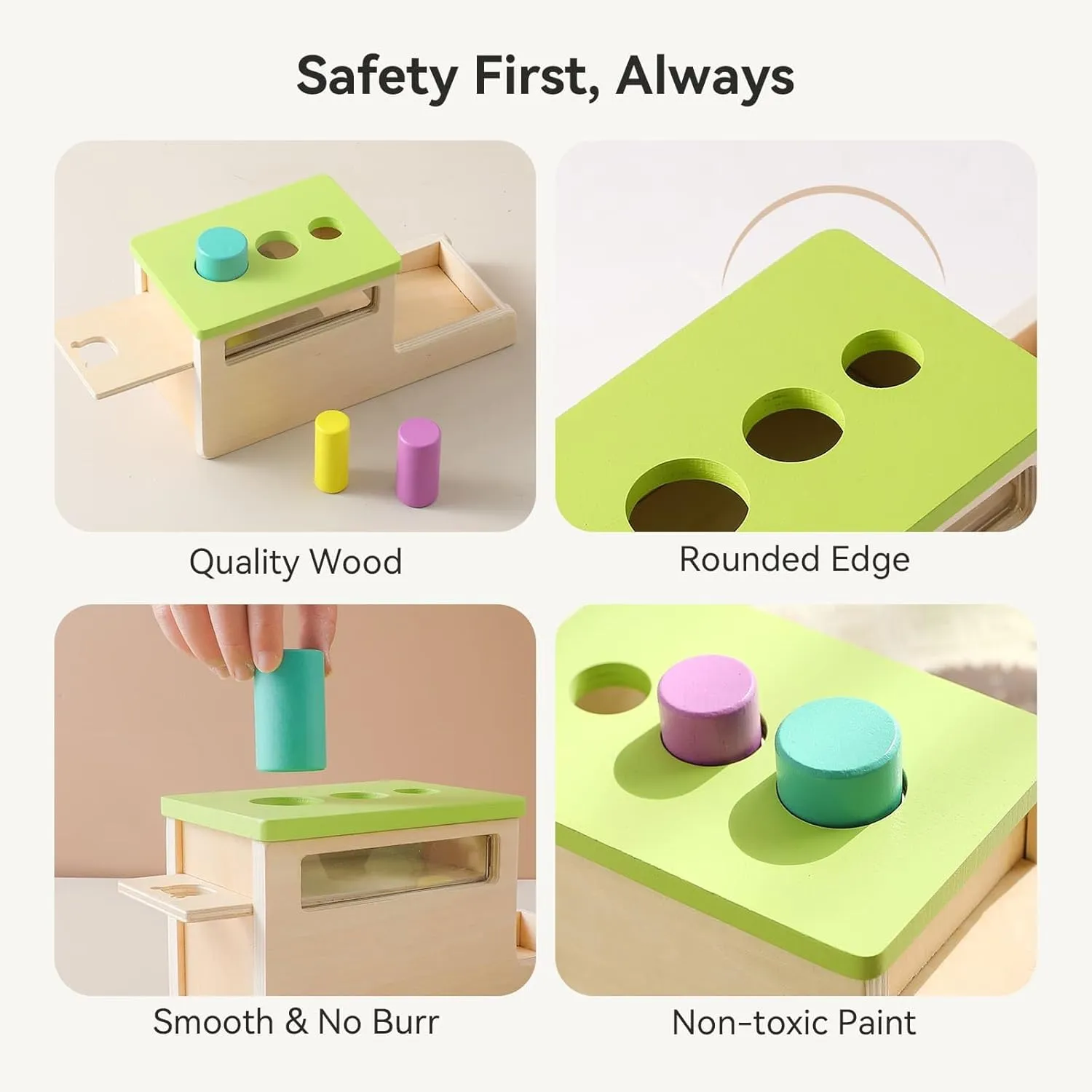IEATFO Montessori Wooden Peg Drop Toy | Educational Size Matching Game for Toddlers | Cylindrical Drop Box Toy with Transparent Viewing Window