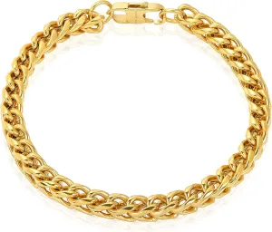 Invicta Bracelet for Men, Stainless Steel Franco Chain Thin Jewelry, 6mm, 8.5"