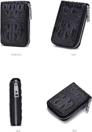 Irsutey Women Man Credit Card Wallet with Zipper Card Cases Holder RFID Blocking Compact Size Minimalist Leather Wallet (Black,L 4.5 in x W 2.75 in x H 0.98 in)