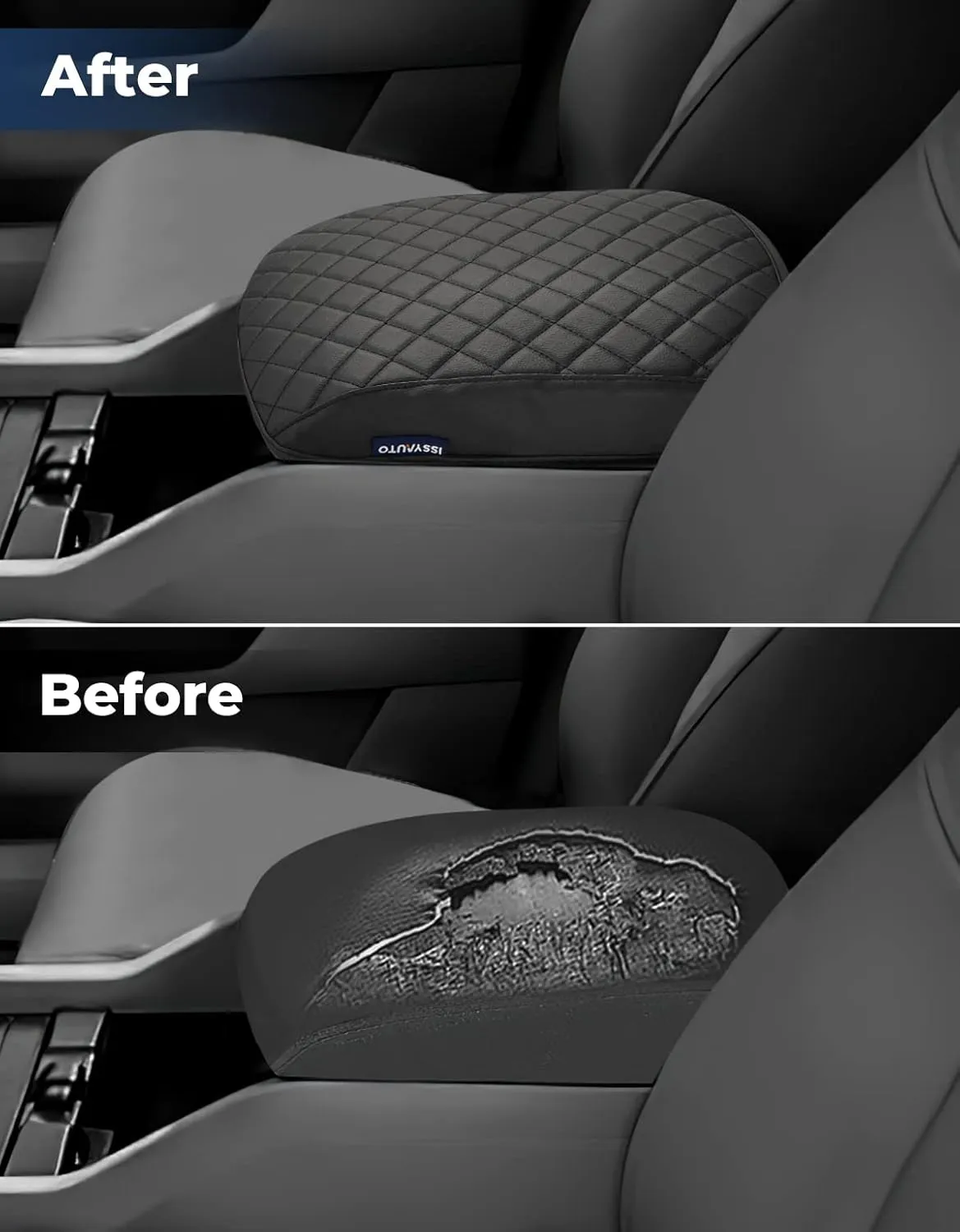 ISSYAUTO Center Console Cover Armrest lid Cover Compatible with 2009-2015 Pilot, Leather Arm Rest Covering for Car, Well-Make Durable Middle Console Cover Armrest Box Protective Cover