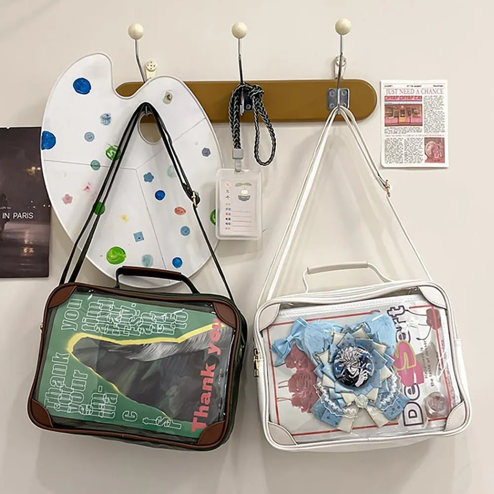 Ita Bag Japanese JK Uniform Shoulder Bag, PU Leather Clear Window Crossbody Purse, Large Capacity Messenger Handbag Tote