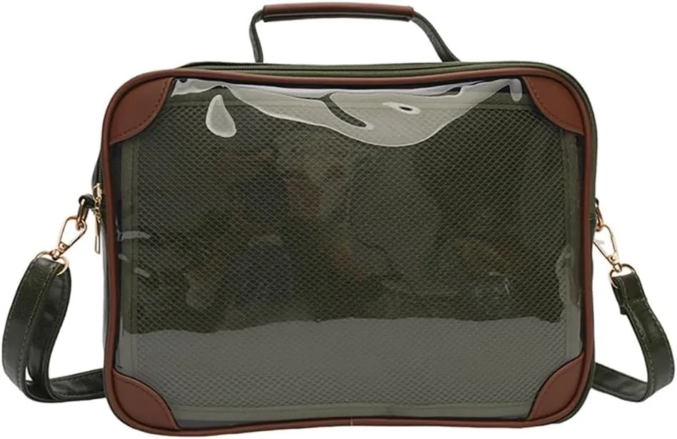 Ita Bag Japanese JK Uniform Shoulder Bag, PU Leather Clear Window Crossbody Purse, Large Capacity Messenger Handbag Tote