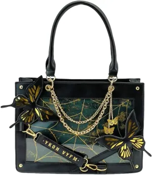 Ita Bag Pins Display Handbag for Women Butterfly Single Shoulder Bag Crossbody Bag with Pins and Accessories Tote bag (Black king)