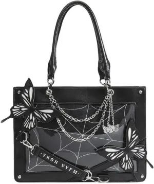 Ita Bag Pins Display Handbag for Women Butterfly Single Shoulder Bag Crossbody Bag with Pins and Accessories Tote bag (Black white)
