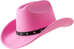 Jastore Kids Western Hats Boys Girls Cowboy Cowgirl Hat Felt Fedora Hat with Belt Buckle