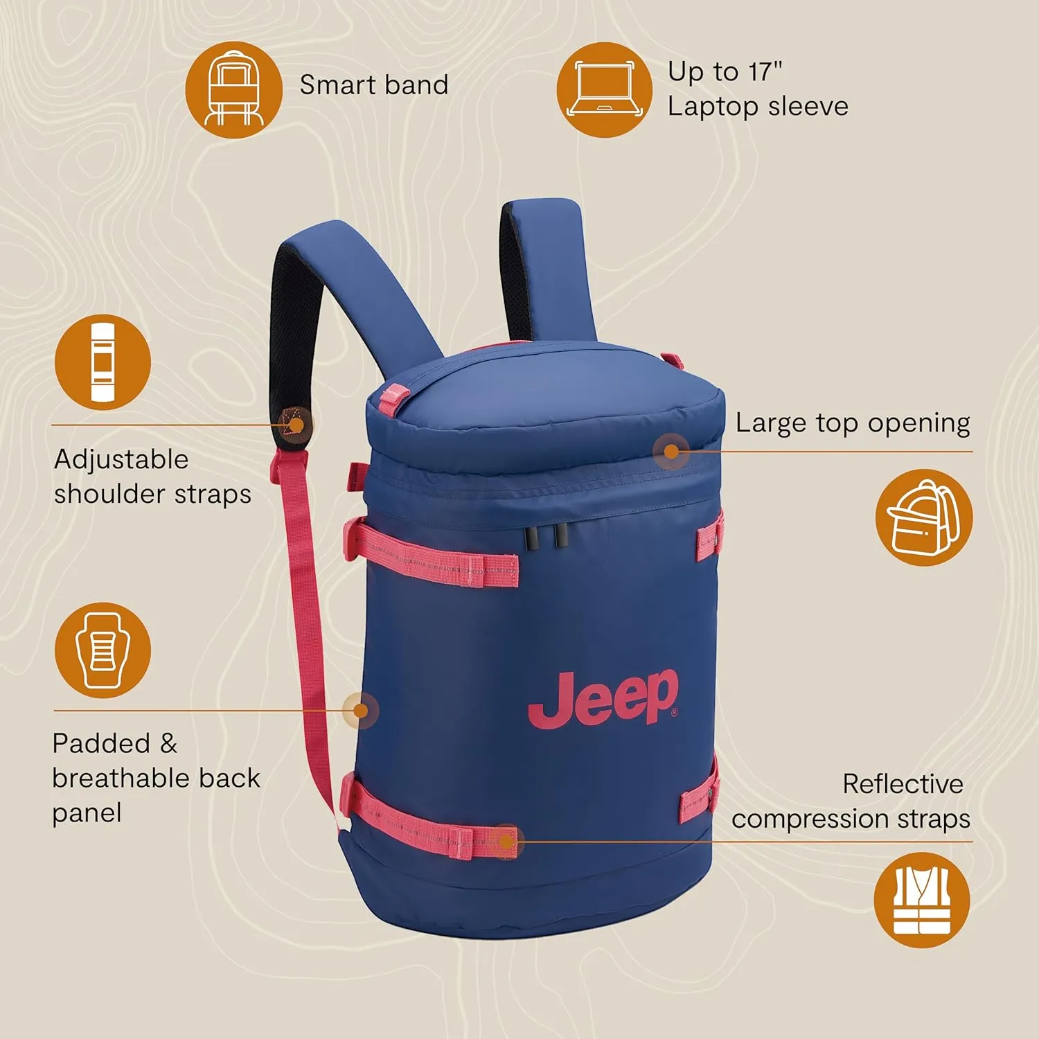 Jeep JS013C Cylindrical Backpack