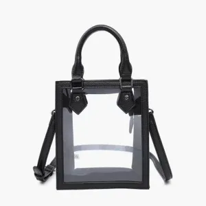 JEN & CO. Elisa - Clear Dual Handle Adjustable Strap - Vegan Leather Crossbody Handbag Purse