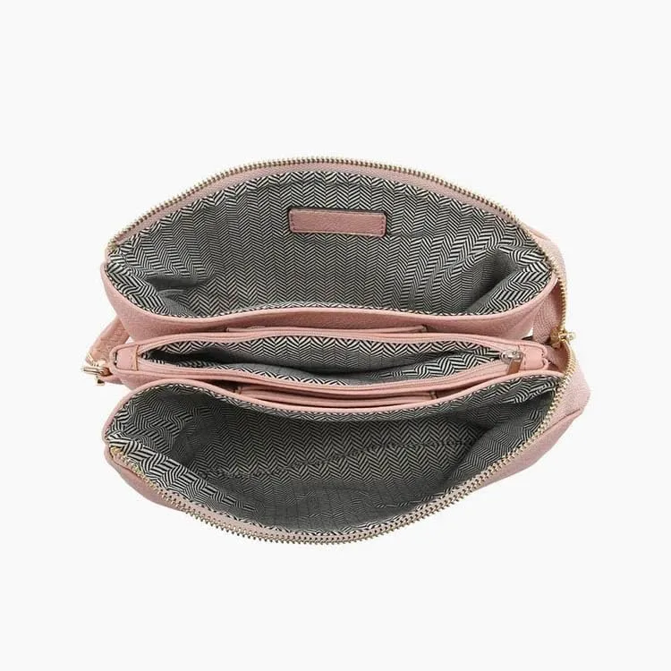 JEN & CO. Woven Diagonal Wristlet Removable Guitar Strap Vegan Leather Crossbody Handbag Shoulder Purse