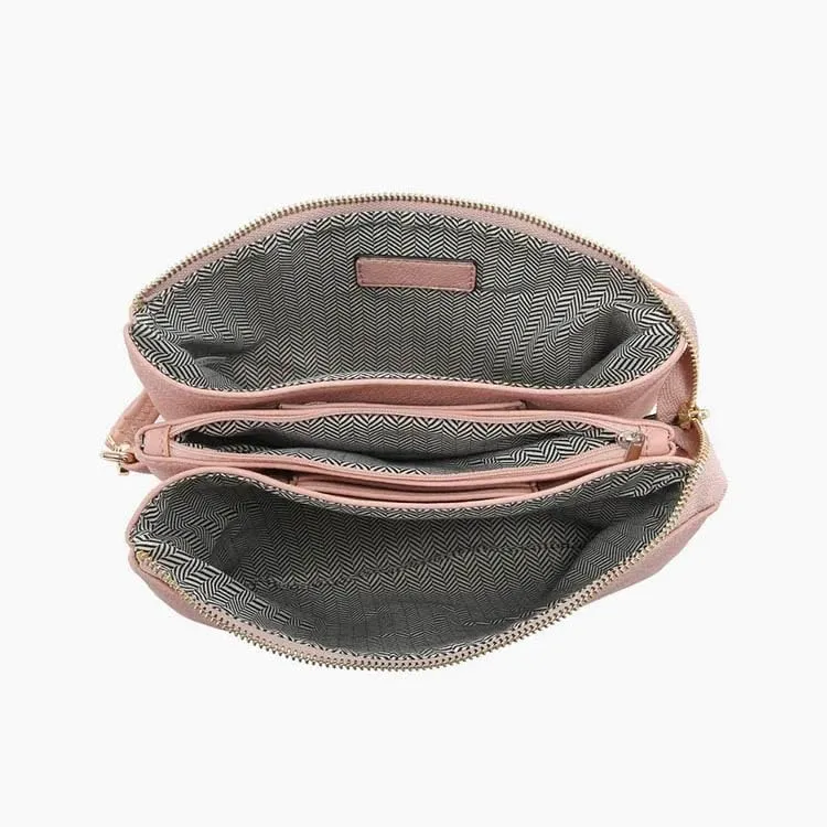 JEN & CO. Woven Diagonal Wristlet Removable Guitar Strap Vegan Leather Crossbody Handbag Shoulder Purse