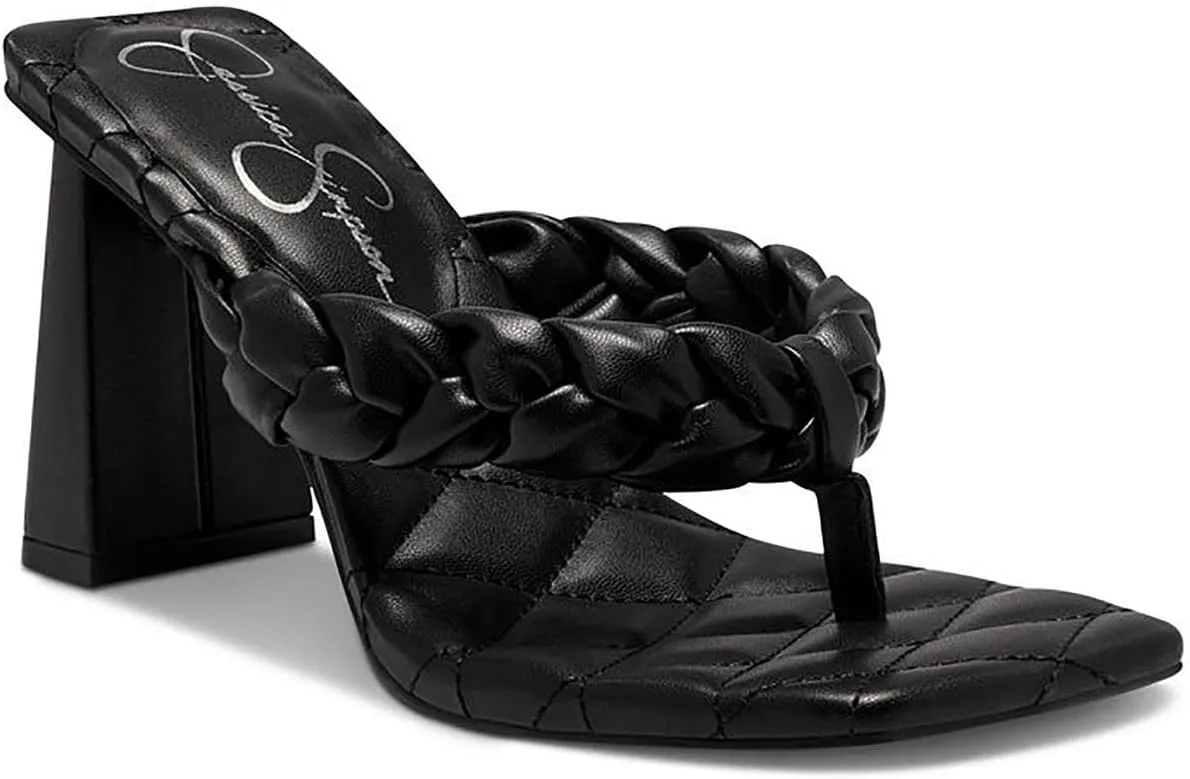 Jessica Simpson Zaliye Women's Faux Leather Block Heel Slide Sandals