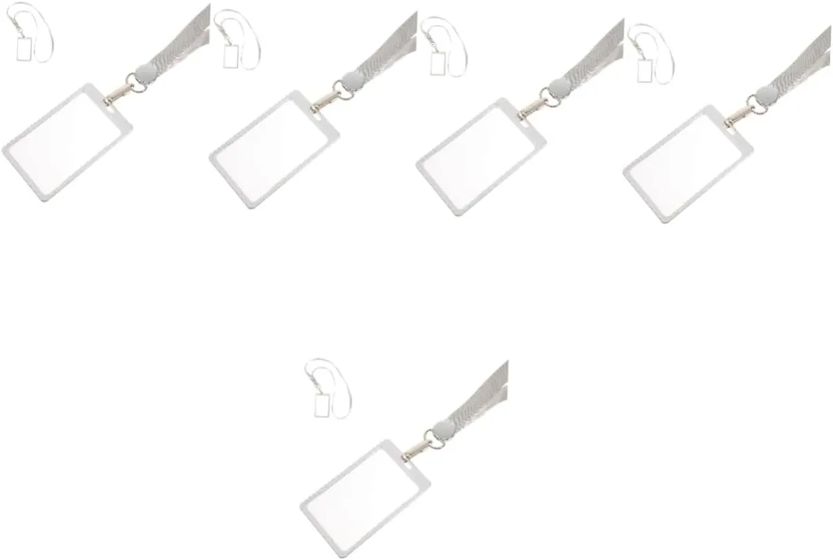 jojofuny 5pcs Vertical Card Holder Sleeve for Id Cards -Scratch Clear Protector Cover Lanyard for Business Sleeve Lanyard