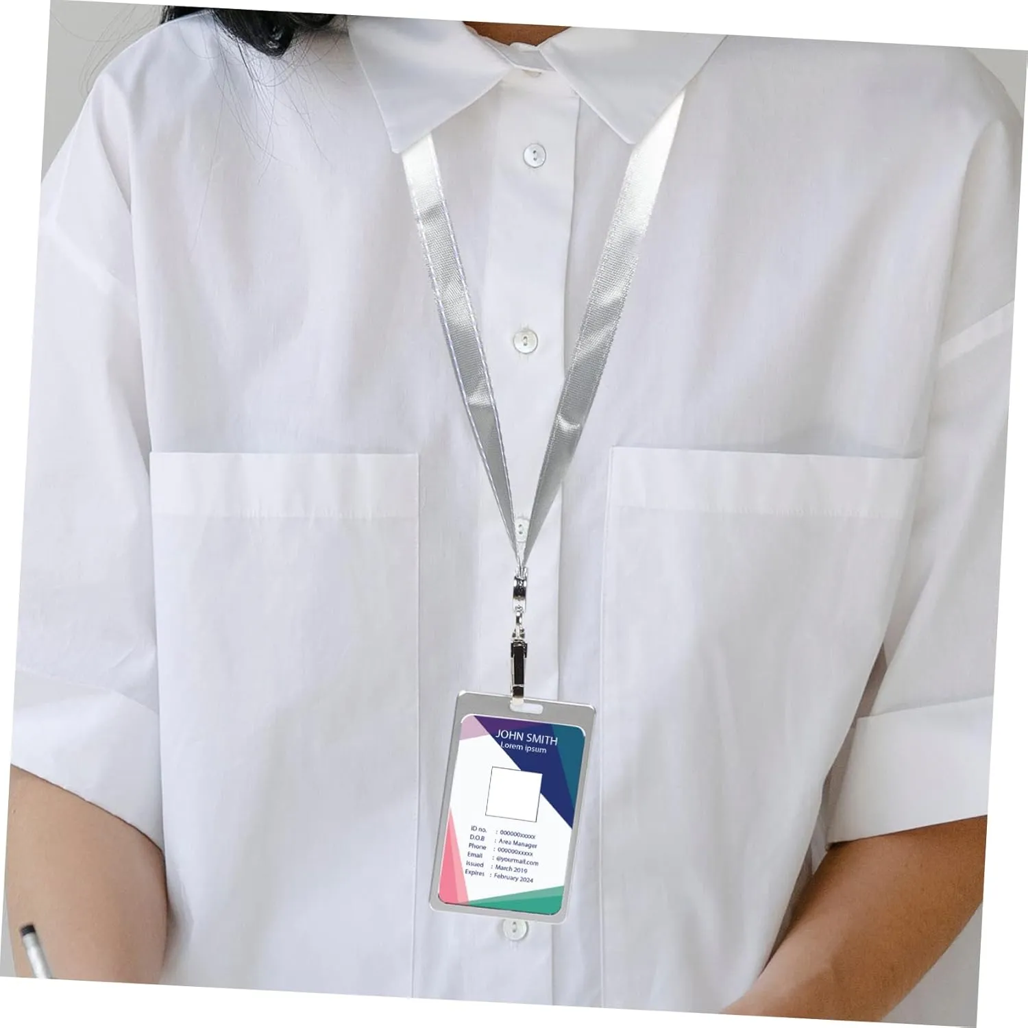 jojofuny 5pcs Vertical Card Holder Sleeve for Id Cards -Scratch Clear Protector Cover Lanyard for Business Sleeve Lanyard