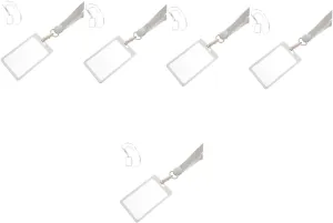 jojofuny 5pcs Vertical Card Holder Sleeve for Id Cards -Scratch Clear Protector Cover Lanyard for Business Sleeve Lanyard