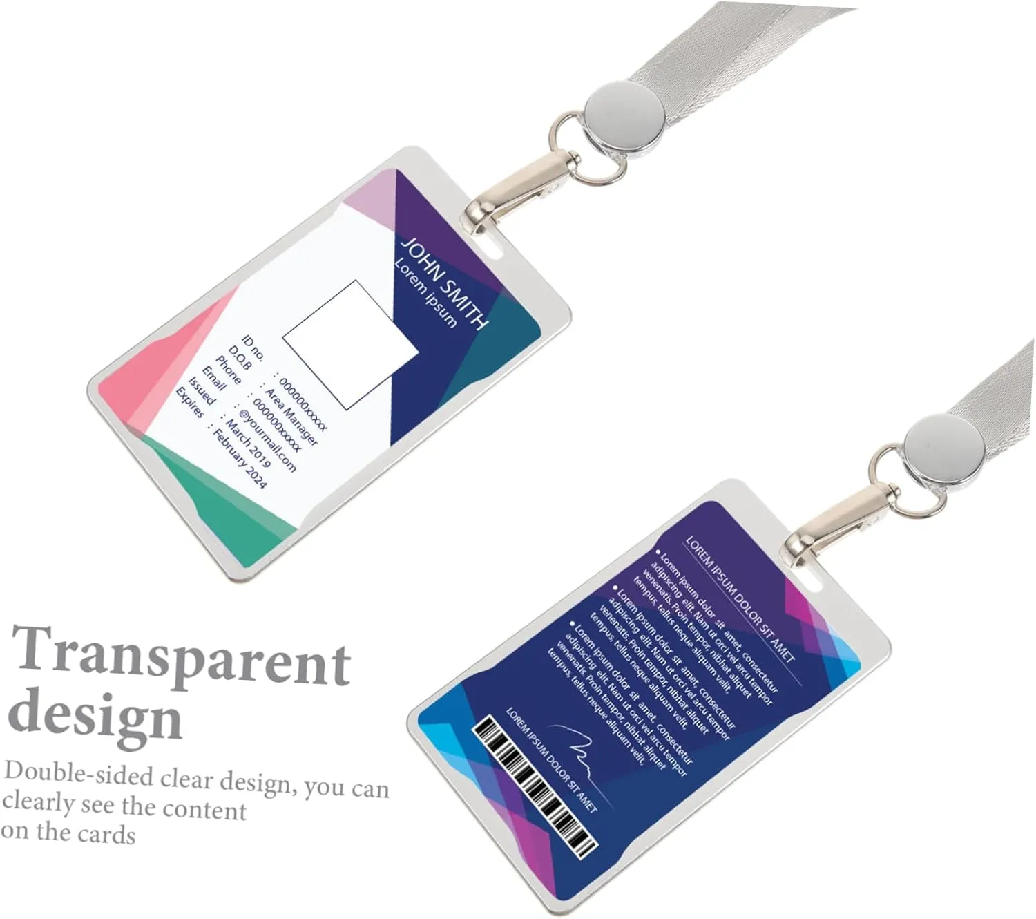 jojofuny 5pcs Vertical Card Holder Sleeve for Id Cards -Scratch Clear Protector Cover Lanyard for Business Sleeve Lanyard