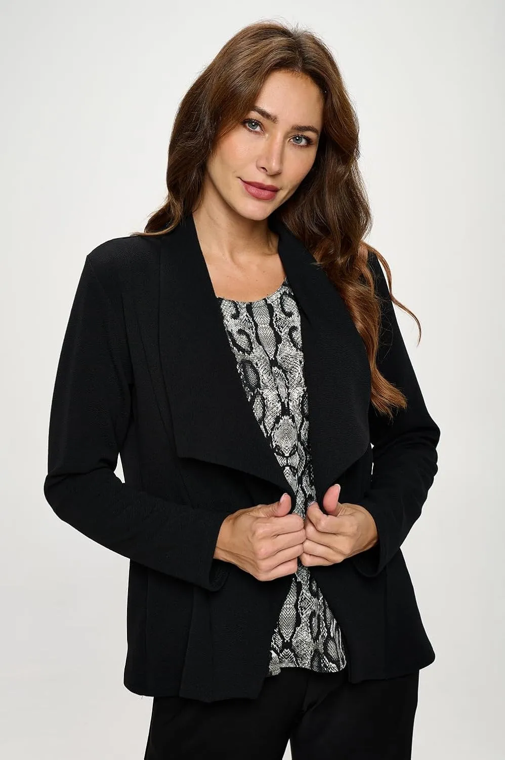 Jostar Women's Pleather Jacket - Snake Skin Look Long Sleeve Faux Leather Coat