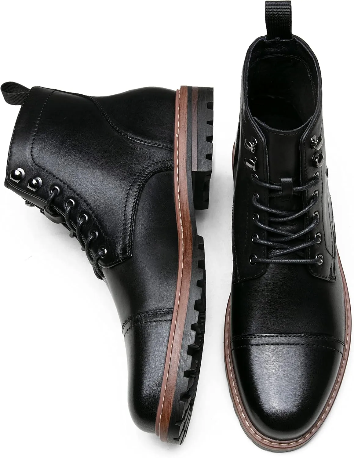 Jousen Mens Boots Premium Leather Cap Toe Casual Boots Chukka Dress Boots for Men