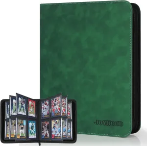 JoyHood Top Loader Binder, Holds 112 Top Loaders, 4 Slot Trading Cards Collection Binder with Sleeves, Top Loader Storage Holder for Sports Card, Not for Cards WITHOUT a Top Loader, Dark Green