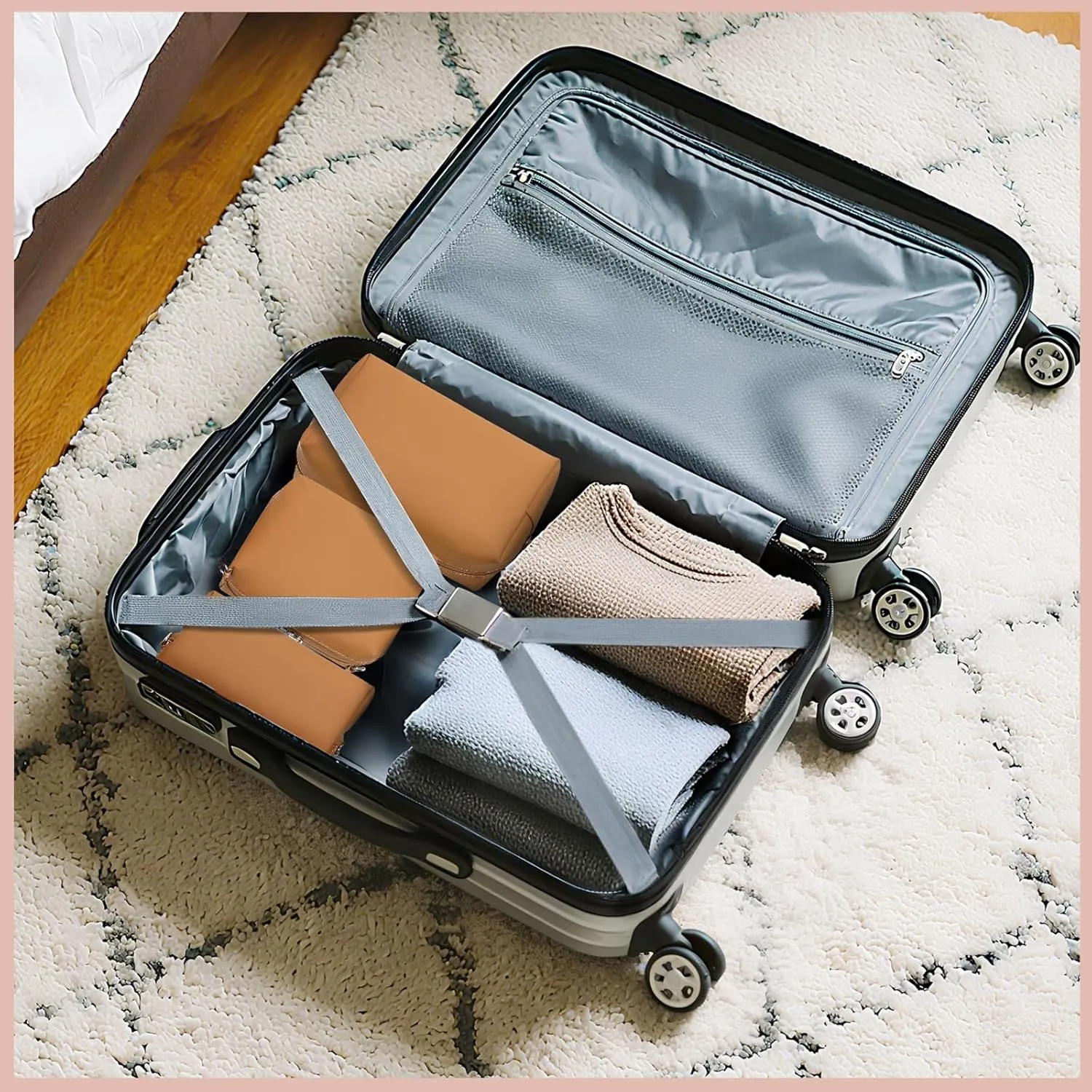 Joyway Travel Makeup Bag Sets,Large Capacity Cosmetic Bags for Women,Waterproof Portable Pouch Open Flat Toiletry Bag Make up Organizer with Divider and Handle can be fitted with suspenders(Brown)