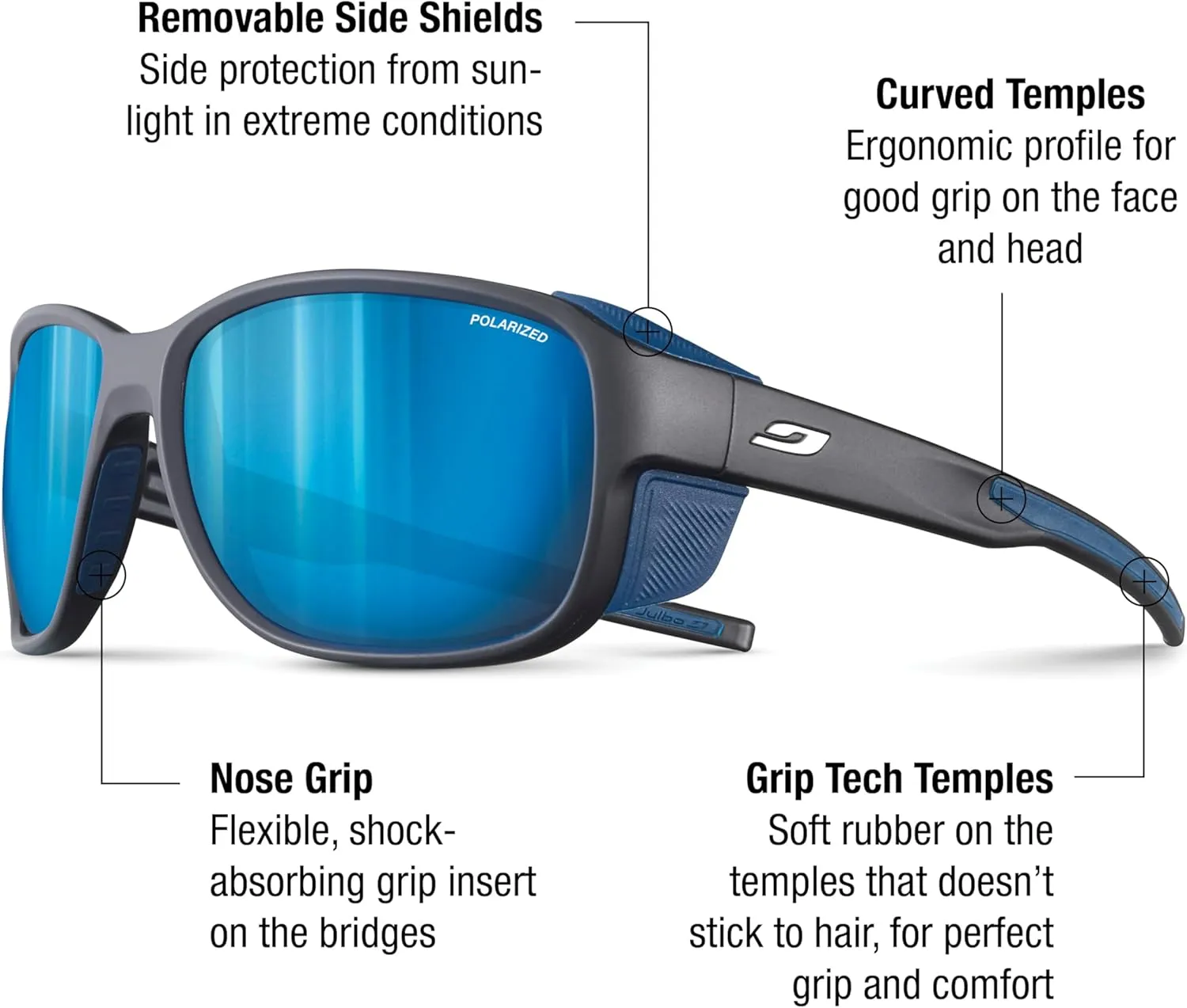 Julbo Montebianco 2 Glacier Sunglasses Men & Women/Photochromic lenses for Mountaineers, Hiking, Skiing & Snow travel 100% UV