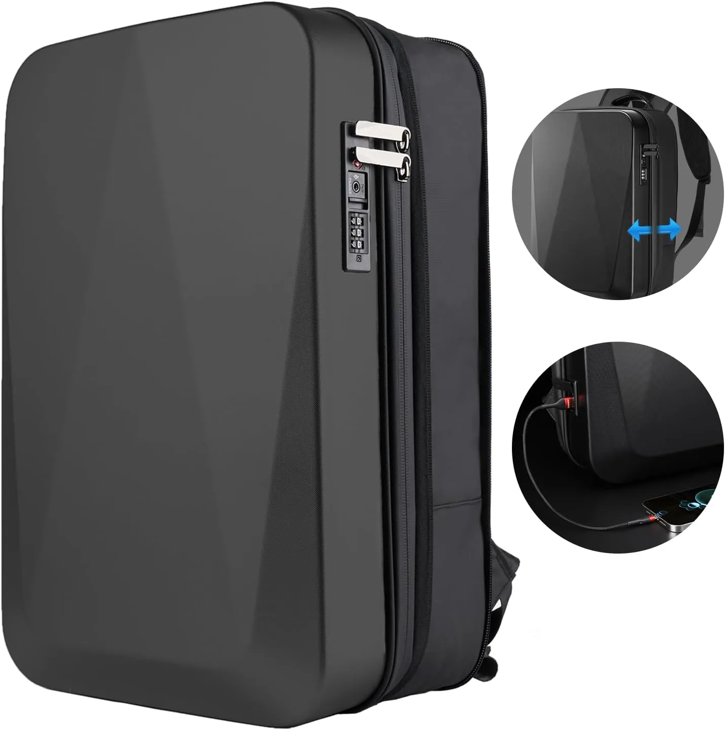 JUMO CYLY Anti-Theft Hard Shell Laptop Backpack, Expandable Waterproof Computer Backpack with USB Charging Port TSA Lock Gaming Bag Business for 17 Inch