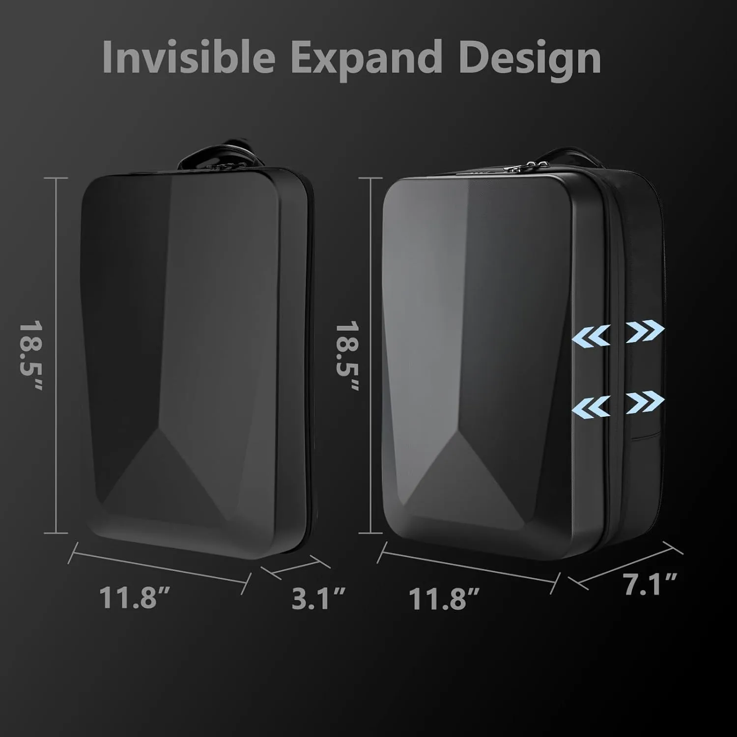 JUMO CYLY Anti-Theft HardShell Laptop Backpack, Expandable Waterproof Travel Backpack with USB Charging Port TSA Lock Gaming Computer Bag Business for 17 Inch