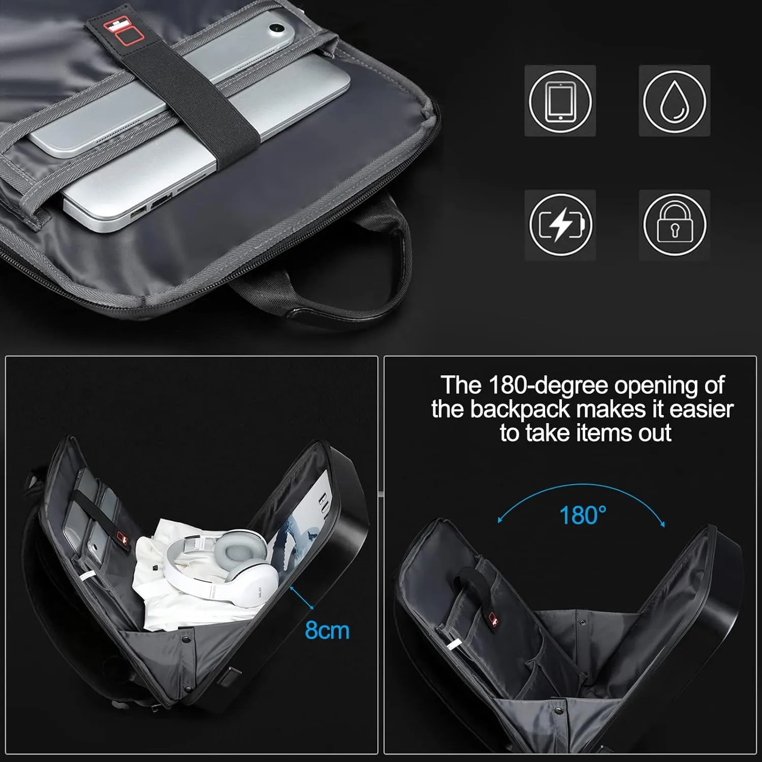 JUMO CYLY Anti-Theft HardShell Laptop Backpack, Expandable Waterproof Travel Backpack with USB Charging Port TSA Lock Gaming Computer Bag Business for 17 Inch
