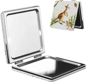 Kangaroo Pattern Women Small Makeup Mirror Compact Handheld Cosmetic Mirror for Purse Pocket