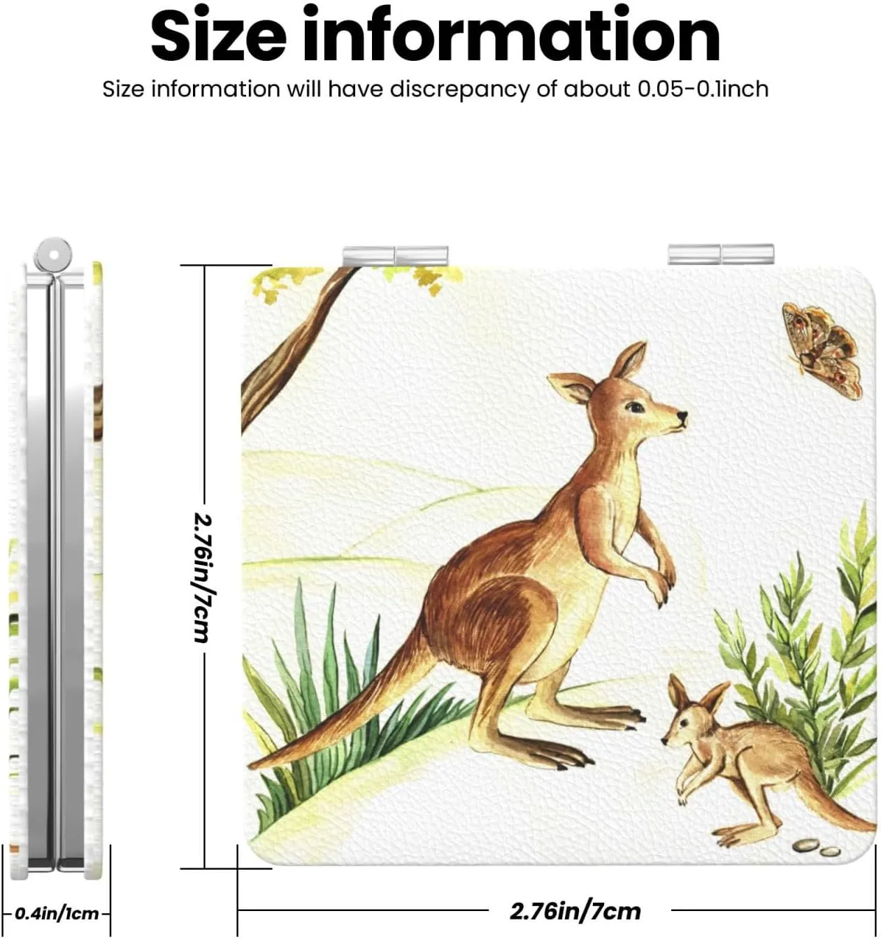 Kangaroo Pattern Women Small Makeup Mirror Compact Handheld Cosmetic Mirror for Purse Pocket