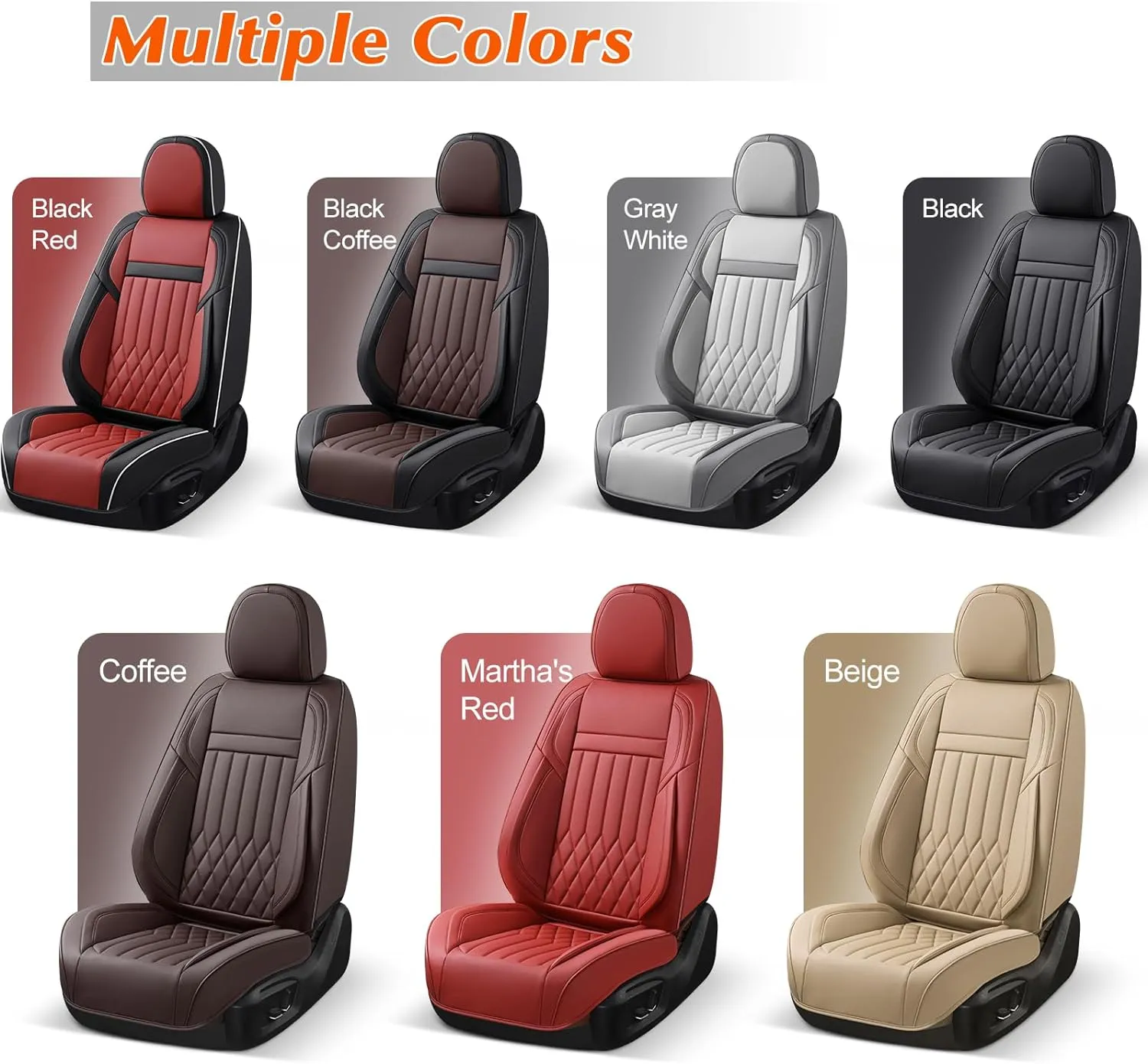 KEYOOG 2-Seater Waterproof and Breathable Nappa Leather Car Seat Covers Full Set, Fit for Front Seats of Cars, Compatible with Airbags, Car Seat Protector Covers for Most Cars - Beige