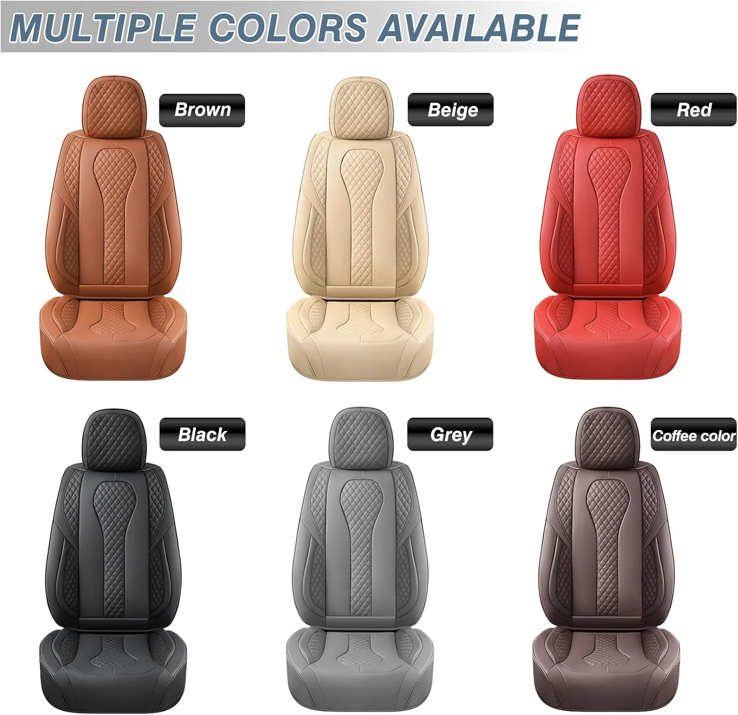 KEYOOG Car Seat Covers Full Set, 2-Seater Waterproof and Breathable Nappa Leather, Fit for Front Seats of Cars, Compatible with Airbags, Car Seat Protector Covers for Most Cars - red