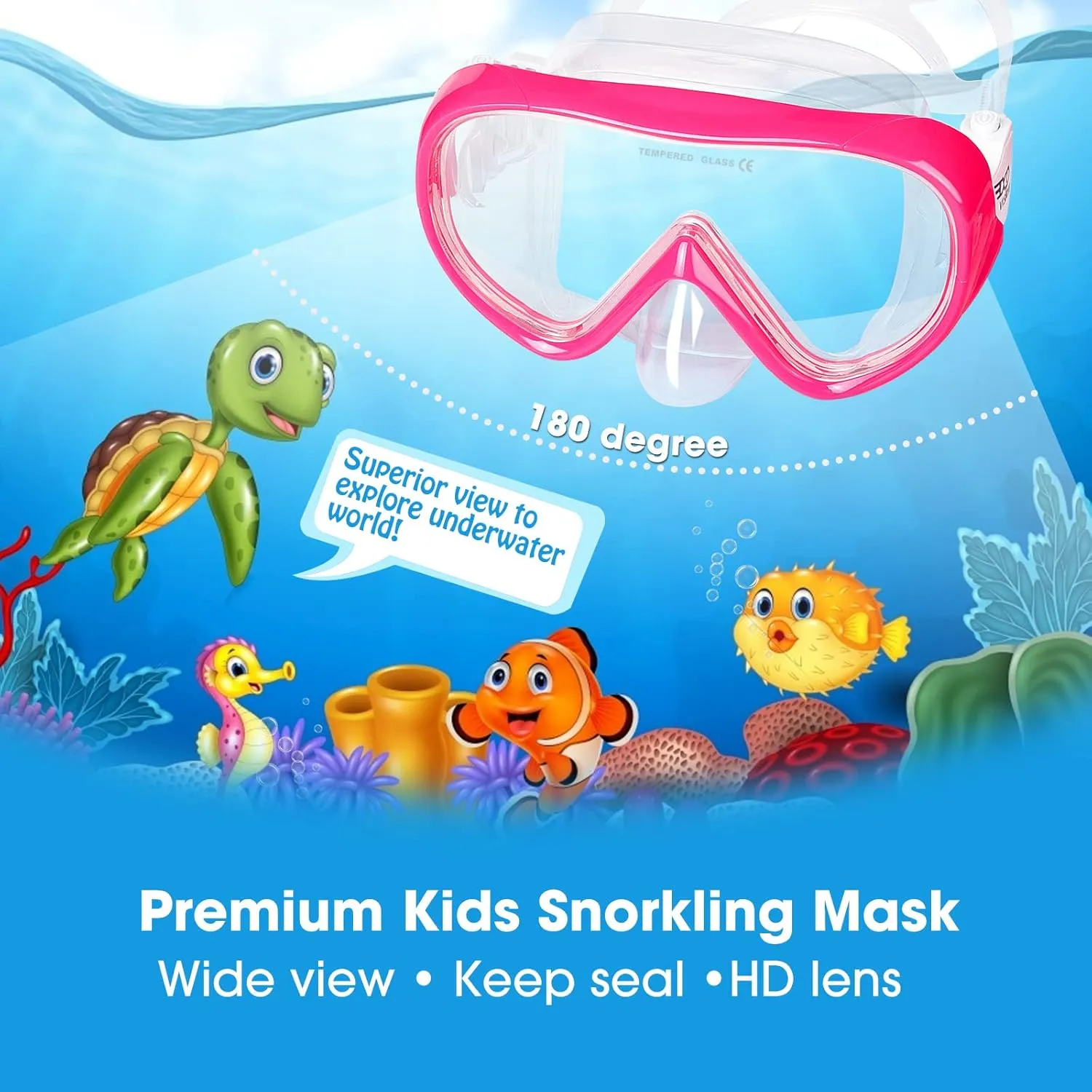 Kids Snorkel Set, Child Diving Mask Anti-Fog Swim Goggles and Dry Snorkel Children Snorkeling Gear for Youth Boys Girls Age 4-14