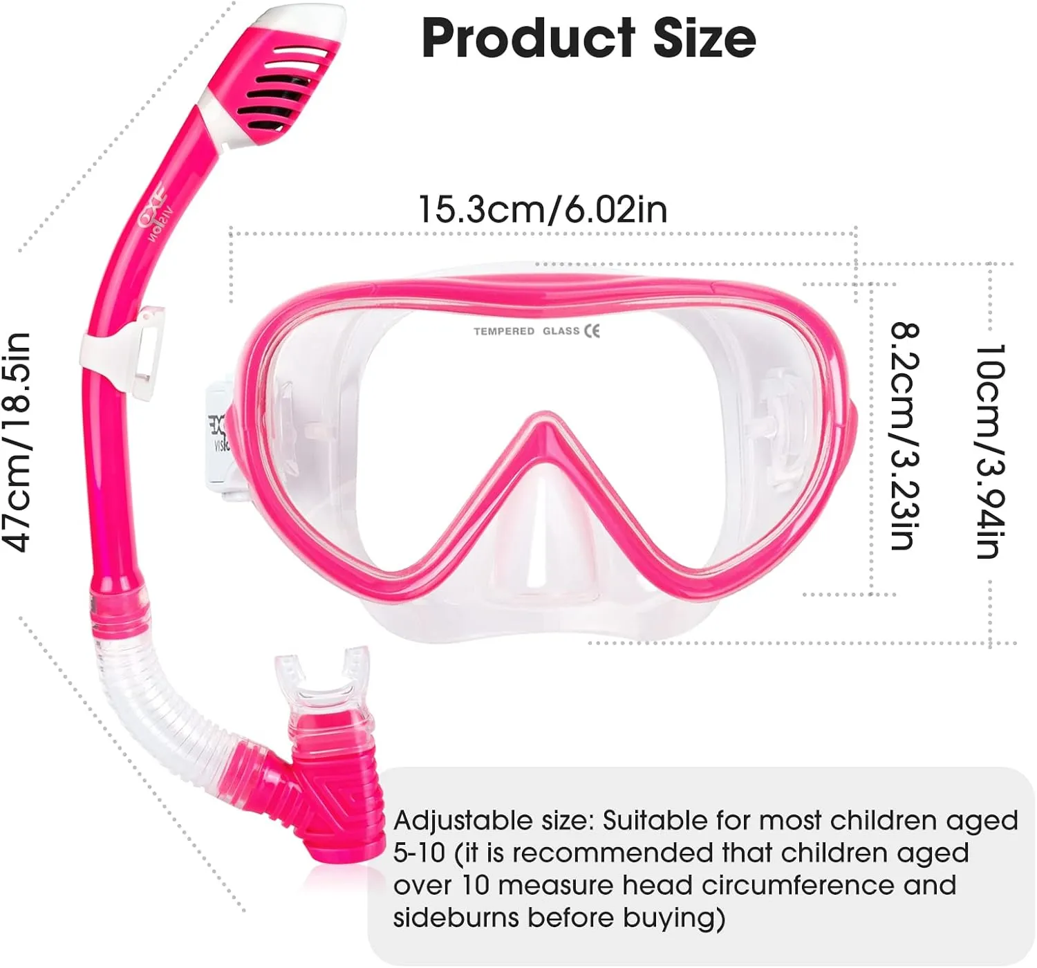 Kids Snorkel Set, Child Diving Mask Anti-Fog Swim Goggles and Dry Snorkel Children Snorkeling Gear for Youth Boys Girls Age 4-14