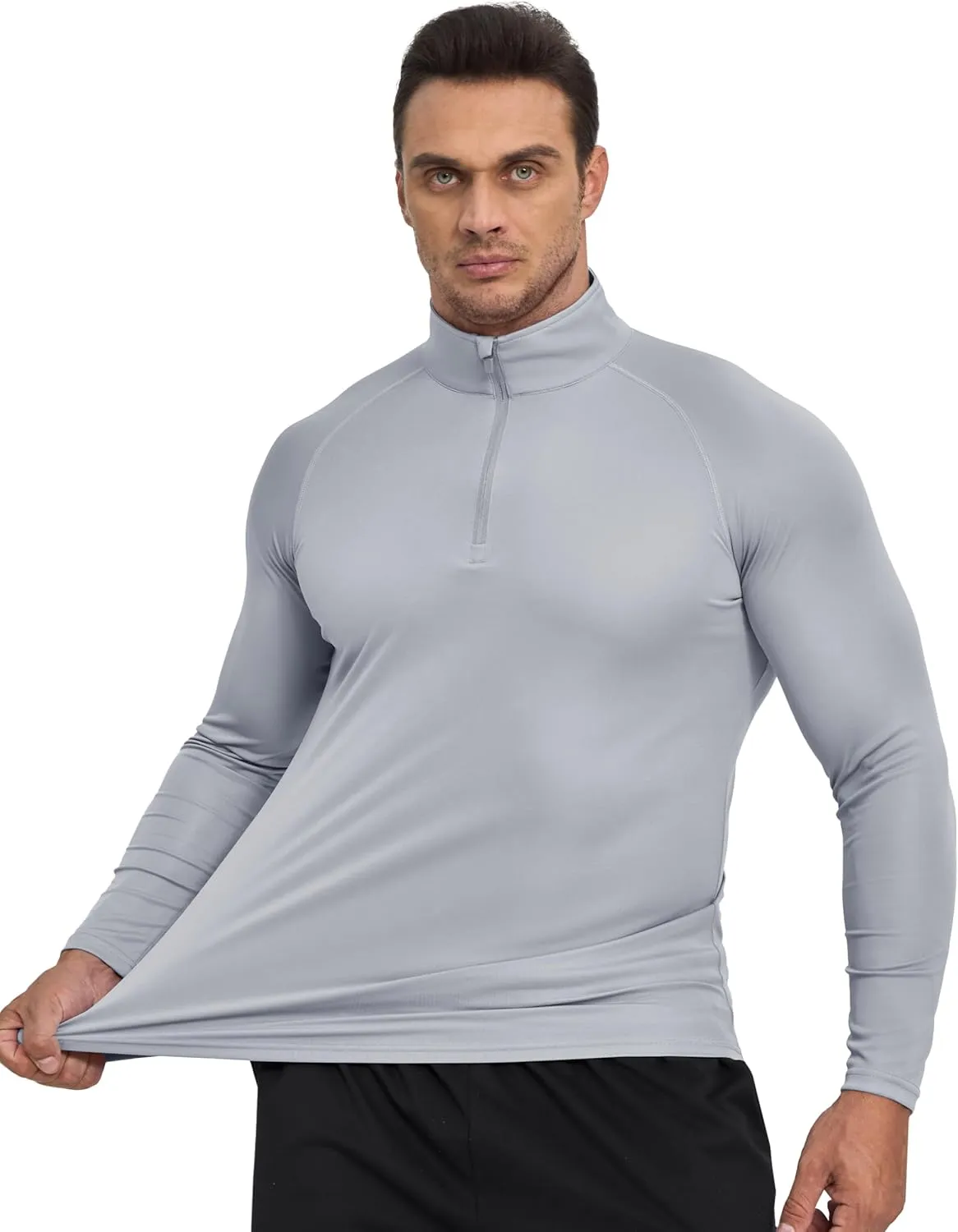 KINSWT Men's Long Sleeve UPF 50  Golf Shirts 1/4 Zip Pullover Lightweight SPF UV Sun Protection Quarter Zip Shirts