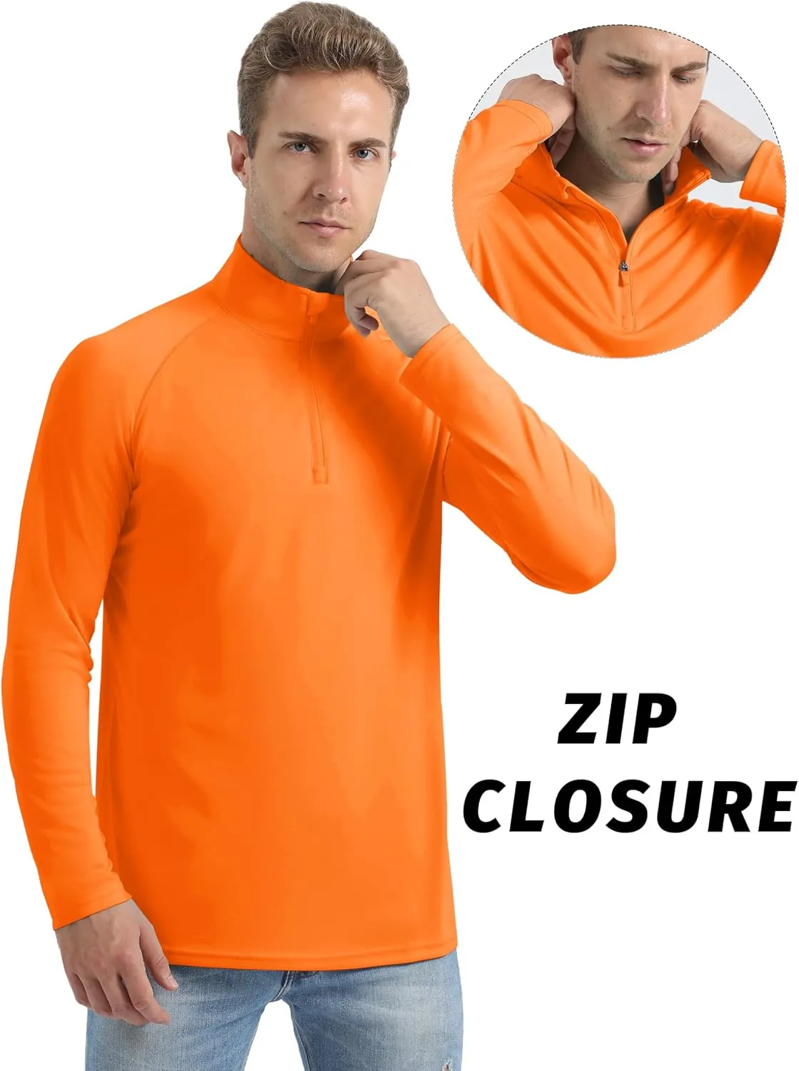 KINSWT Men's Long Sleeve UPF 50  Golf Shirts 1/4 Zip Pullover Lightweight SPF UV Sun Protection Quarter Zip Shirts