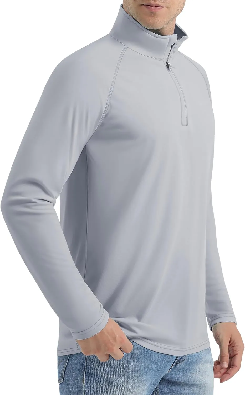 KINSWT Men's Long Sleeve UPF 50  Golf Shirts 1/4 Zip Pullover Lightweight SPF UV Sun Protection Quarter Zip Shirts