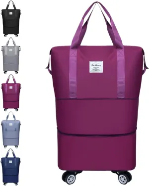 Klarson Travel Bag, Klarson Expandable Bag with Wheels, Collapsible Luggage with Wheels (Pink,One Size)