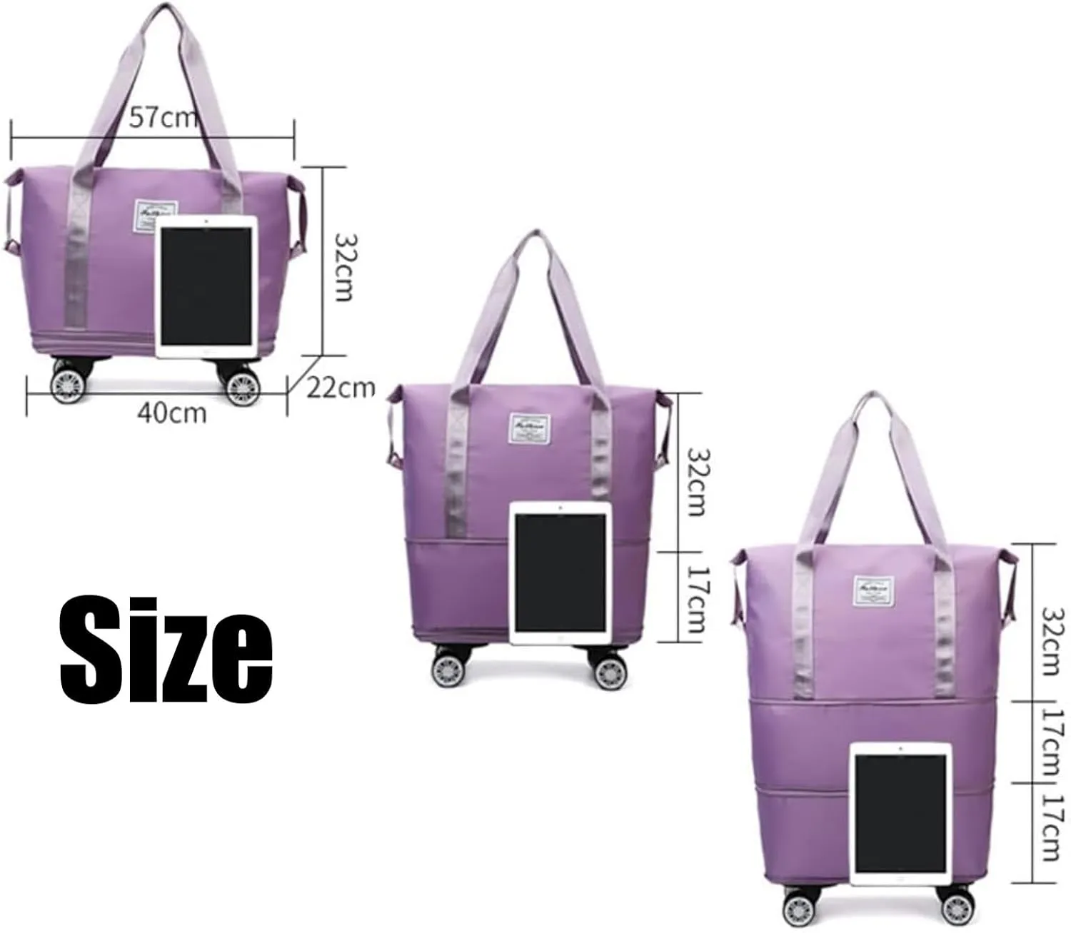 Klarson Travel Bag, Klarson Expandable Bag with Wheels, Collapsible Luggage with Wheels (Pink,One Size)