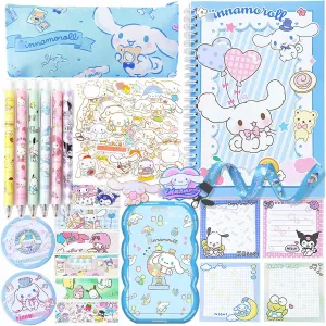 Koiswim Cute School Supplies Kawaii Stationery Gift Set, Including Gel Pens Journal Notebook Pencil Cse Stickers Pins Badge Lanyard Sticky Note Bookmark (C)