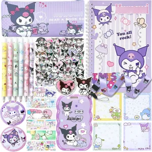 Koiswim Cute School Supplies Kawaii Stationery Gift Set, Including Gel Pens Notebook Pencil Cse Stickers Pins Badge Lanyard Sticky Note Bookmark (K)