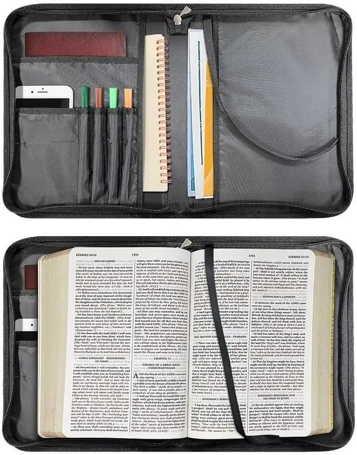 Kuiaobaty Bible Covers for Women Men Church Bag with Keychain Bible Case with Shoulder Strap Size M-2XL