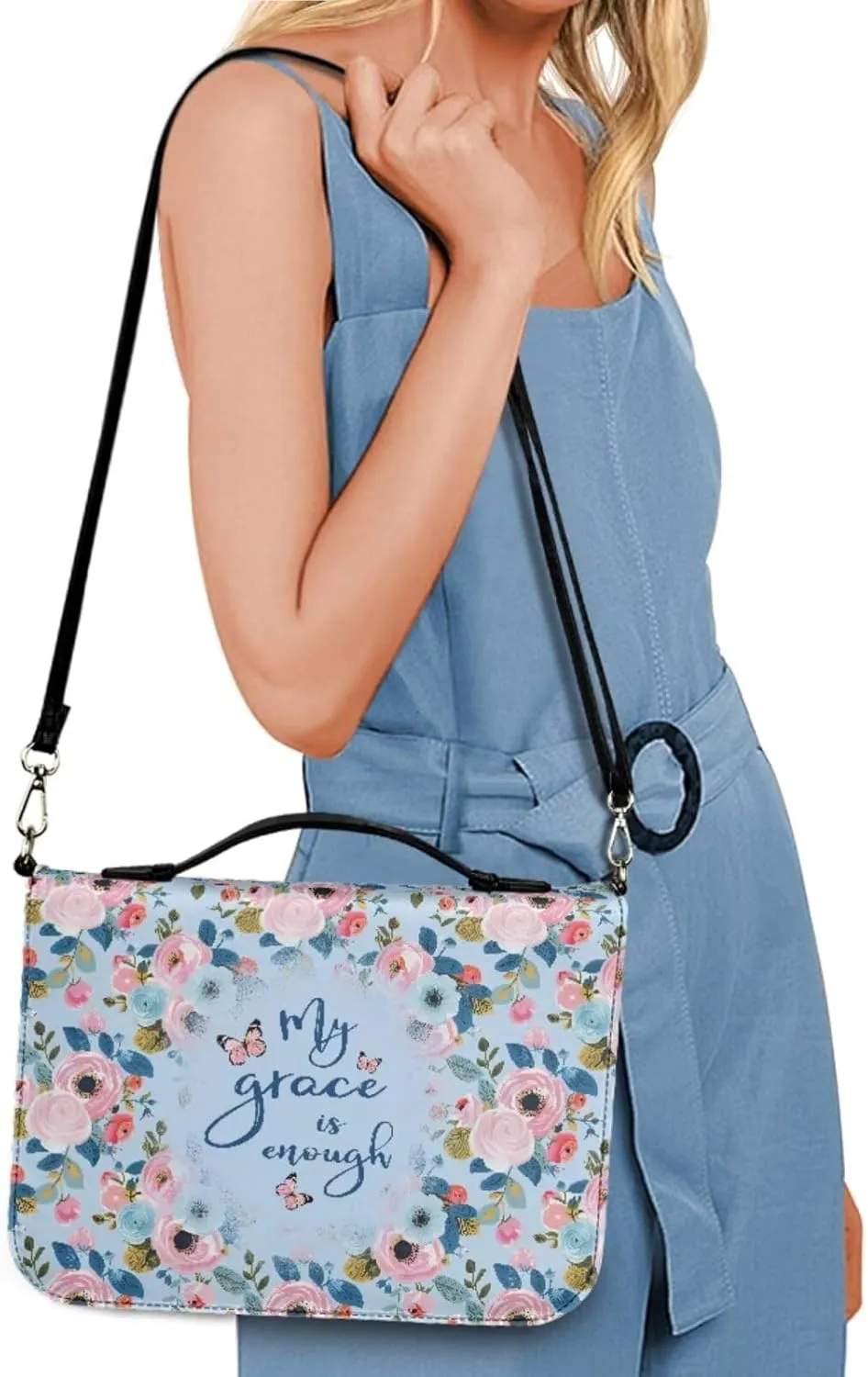Kuiaobaty Bible Covers for Women Men Church Bag with Keychain Bible Case with Shoulder Strap Size M-2XL